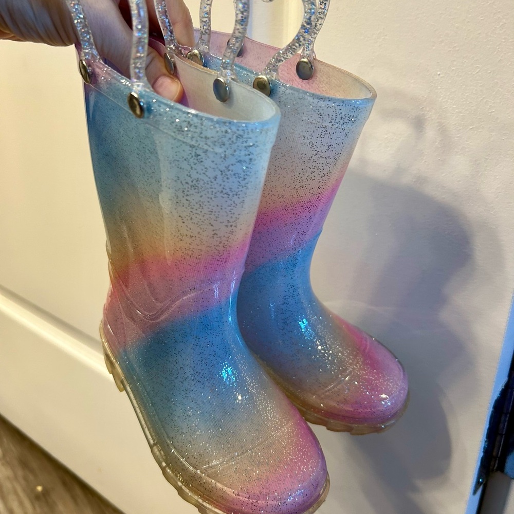 Rainbow Glitter Rain Boots